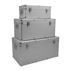 3er Set Alu Rahmenkoffer 19 - 54 - 82 Liter Transportbox Werkzeugkoffer