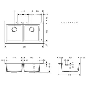 Lavello ad incasso hansgrohe S510-F770 370/370