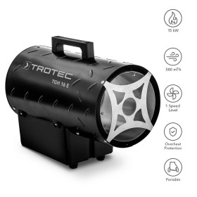 Chauffage soufflant à gaz 15 kW TGH 16 E – Chauffage soufflant à gaz mobile pour un chauffage rapide