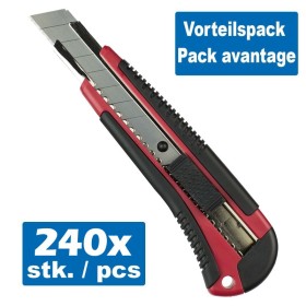 Confezione vantaggiosa di 240 pezzi CUTTER, con lama bloccabile, 18mm