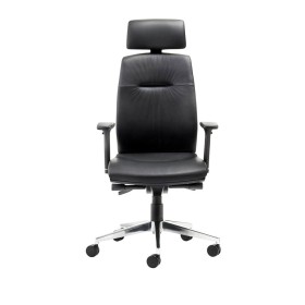 Fauteuil de bureau Mayer myCONTRACT LINE, 2480 81 007, cuir noir, structure en aluminium