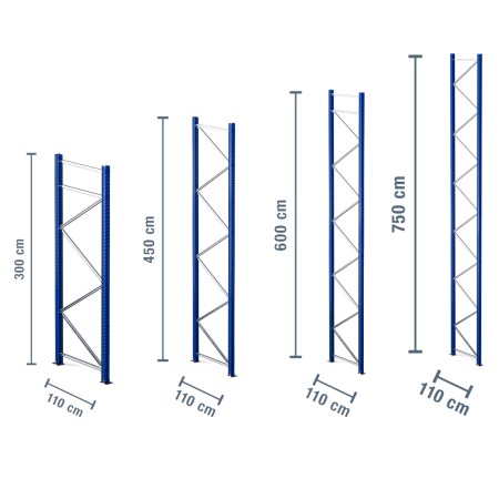 Ständer für Palettenregal 110 cm tief / 3m, 4.5m, 6m, 7.5m