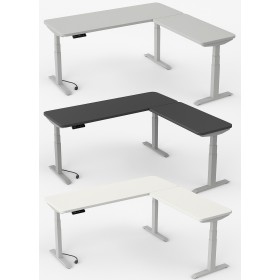 Move-3 Premium Elektrisch höhenverstellbarer Schreibtisch L-Form, 200x100cm - Anbau 120x80cm