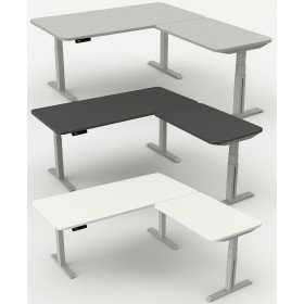 Move-3 Premium Elektrisch höhenverstellbarer Schreibtisch L-Form, 180x80cm - Anbau 100x60cm