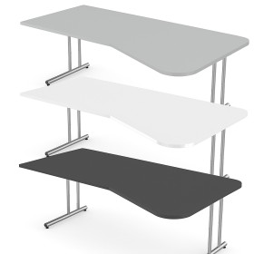 Lago Schreibtisch L-Form, C-Fuss-Gestell chrom 195 x 80/100