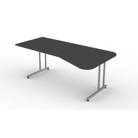 Bureau en L Lago, structure en C chromée, 195 x 80/100