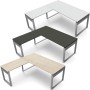 StageOne L-Form höhenverstellbarer Schreibtisch rechteckig, Bügelgestell, 180x80cm - Anbau 100x60cm