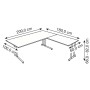 StageOne L-Form höhenverstellbarer Schreibtisch rechteckig, Bügelgestell, 200x100cm - Anbau 120x80cm