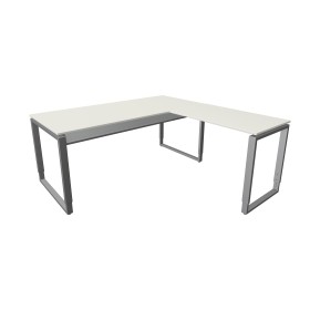 Architekt L-Form höhenverstellbarer Schreibtisch rechteckig, Kufen-Gestell, 180x80cm - Anbau 100x60cm