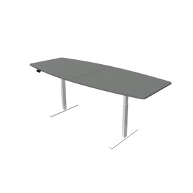 Höhenverstellbarer Konferenztisch Move 3 grafit Tonnenform, T-Fuss-Gestell weiss, 250 x 100 x 72,0 - 120cm