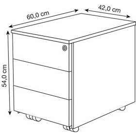 Contenitore con ruote Form 1 bianco 3 cassetti 42 x 60 x 54 cm