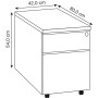 Yukon Rollcontainer 2 Schubladen 42 x 80 x 54 cm