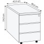 Yukon Rollcontainer 3 Schubladen 42 x 80 x 54 cm