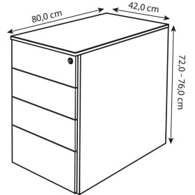 Contenitore StageOne Stand con 4 cassetti, 42 x 80 x 72-76 cm
