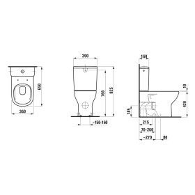 WC sur pied LAUFEN LUA pour combinaison, sans bride, sortie variable