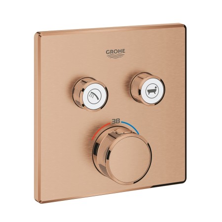 GROHE Grohtherm SmartControl Thermostat Fertigmontageset mit 2 Absperrventilen, eckige Ausführung