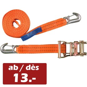 2-teilig Zurrgurt 2000kg / 6m - 35mm Ratsche mit Druckratsche und Sicherungshaken