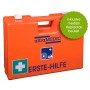 Erste-Hilfe-Koffer HOLZ mit Spezialfüllung und Replantatbeutel mit Wandhalterung