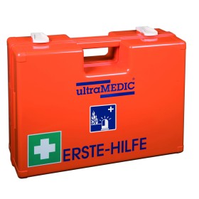 Erste-Hilfe-Koffer ultraBOX RESCUE & FIRE mit Spezialfüllung DIN 14142:2025-03 mit Wandhalterung