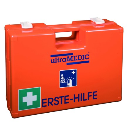 Erste-Hilfe-Koffer ultraBOX RESCUE & FIRE mit Spezialfüllung DIN 14142:2025-03 mit Wandhalterung