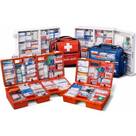 Erste-Hilfe-Koffer ultraBOX RESCUE & FIRE mit Spezialfüllung DIN 14142:2025-03 mit Wandhalterung