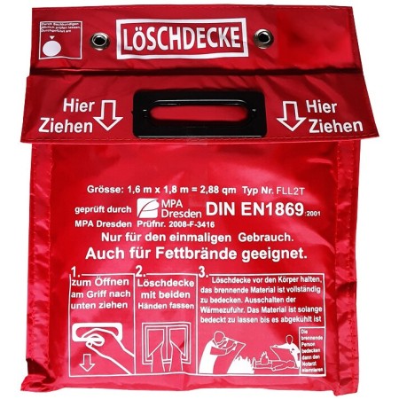 Coperta antifiamma  1,6m x 1,8m in custodia – formato grande per horeca e officina