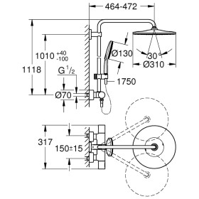 Sistema doccia GROHE Rainshower SmartActive Mono 310 con termostato, incl. EcoJoy