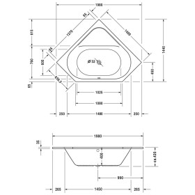 Duravit D-Code Eck-Badewanne 140 x 140 cm
