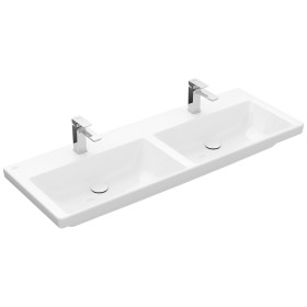 Mobile doppio lavabo Villeroy & Boch Subway 3.0 da 130 cm, con 2 fori per rubinetto, senza troppo pieno