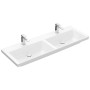 Villeroy & Boch Subway 3.0 Schrank-Doppelwaschtisch 130 cm, mit 2 Hahnlöchern, ohne Überlauf