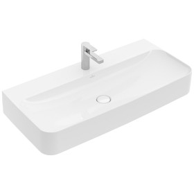Vasque à poser Villeroy & Boch Finion 100 cm avec trou de robinet, trop-plein ViFlow et dessous poli
