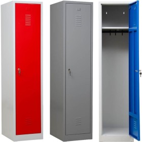 Wolfstahl Garderobenschrank Kleiderspind 1 Schliessfach Zylinderschloss Lichtgrau - Feuerrot - Enzianblau