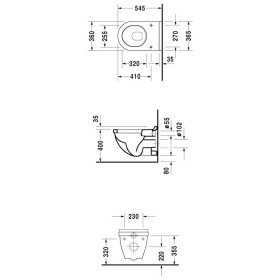 Duravit Starck 3 Wand-Tiefspül-WC, Befestigungsabstand 23 cm
