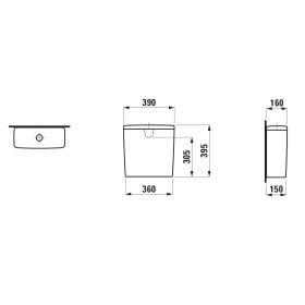 Réservoir de chasse LAUFEN LUA pour combinaison WC sur pied, alimentation arrière au centre