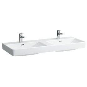 LAUFEN PRO S Doppelwaschtisch 120 cm unterbaufähig mit 2 Hahnlöchern und Überlauf