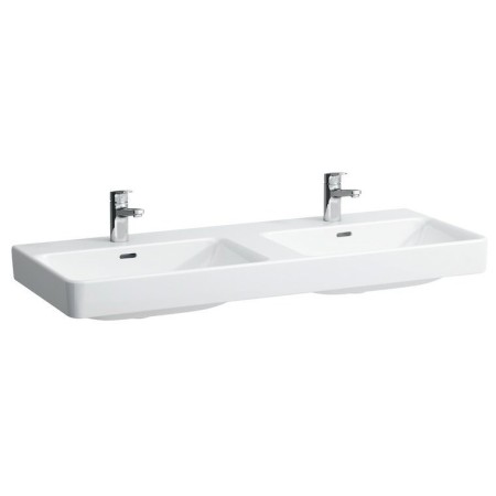 LAUFEN PRO S Doppelwaschtisch 120 cm unterbaufähig mit 2 Hahnlöcher, mit Überlauf