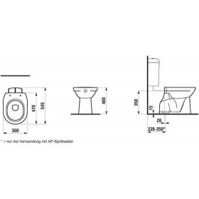 LAUFEN PRO Stand-WC Tiefspüler Abgang innen senkrecht