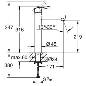 Rubinetto monocomando per lavabo GROHE Concetto XL-Size, DN 15