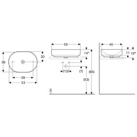 Geberit VariForm Aufsatzwaschtisch 55 x 40 cm, ohne Überlauf