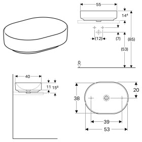 Geberit VariForm Aufsatzwaschtisch 55 x 40 cm, ohne Überlauf