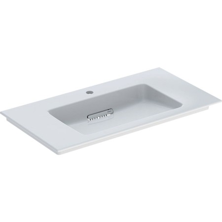 Geberit ONE Möbelwaschtisch 90 cm, Abgang horizontal, 1 Hahnloch, ohne Überlauf