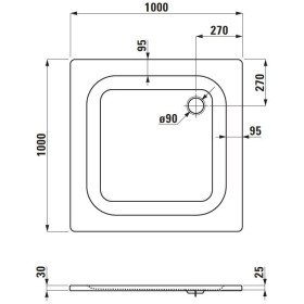 Steel Plan Stahl-Duschwanne superflach 100 x 100 x 2,5 cm