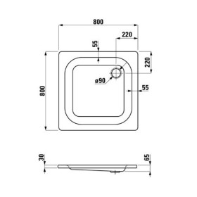 Steel 80 Stahl-Duschwanne flach 80 x 80 x 6,5 cm