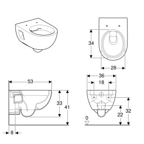 Geberit Renova Wand-WC Tiefspüler ohne Spülrand
