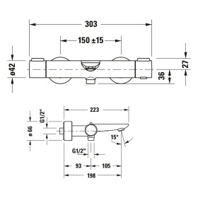 Duravit Wave Wannenthermostat Aufputz