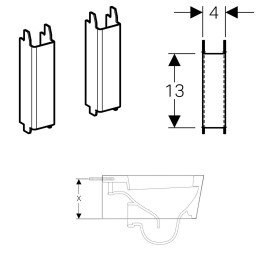 Set di supporto Geberit per ceramiche WC con piccola superficie d'appoggio