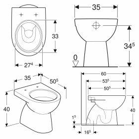 Geberit Renova Stand-WC Tiefspüler, Abgang vertikal, teilgeschlossene Form