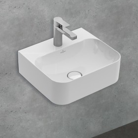 Villeroy & Boch Finion Handwaschbecken 43 x 39 cm mit Hahnloch, mit ViFlow Überlauf