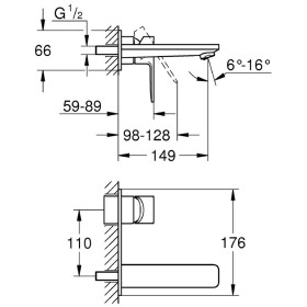 Rubinetto da incasso a 2 fori GROHE Lineare Neu, sbalzo 15 cm