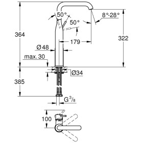 Rubinetto monocomando GROHE Essence Nuova XL-Size per lavabi su piedistallo